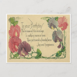 Postal Vintage Birthday Sweet Peas