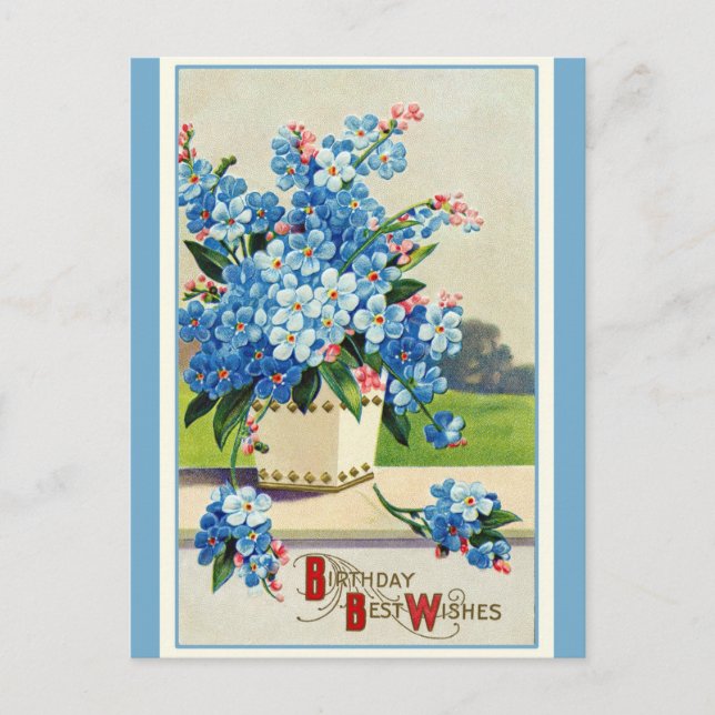 Postal Vintage Birthday Wiers Retro Floral (Anverso)