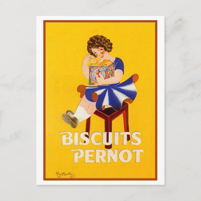 Postal Vintage Biscuits Pernot Ad (Anverso)