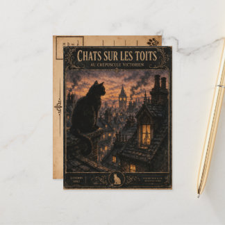 Postal Vintage Black Cat London Postcard