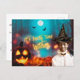 Postal Vintage Black Witch Halloween Party