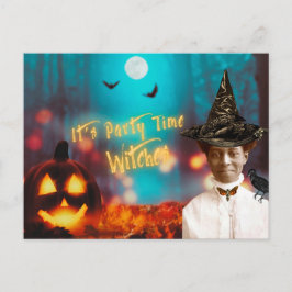 Postal Vintage Black Witch Halloween Party