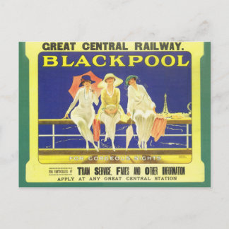 Postal Vintage, Blackpool, Inglaterra, poster del ferroca