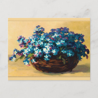 Postal Vintage Blau Blumen