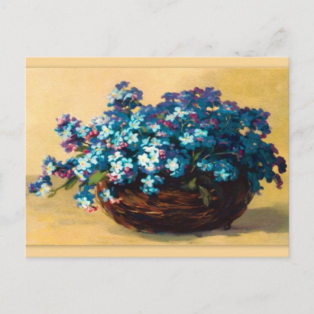 Postal Vintage Blau Blumen (Anverso)