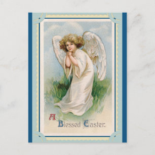 Postal Vintage Blessed Easter Greetings Angel