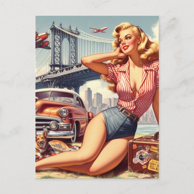 Postal Vintage Blonde Pin-up (Anverso)
