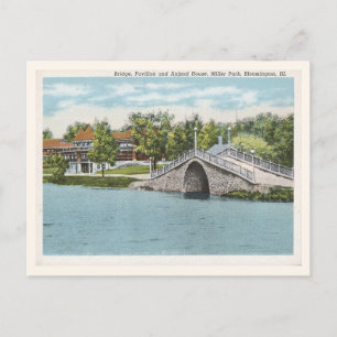 Postal Vintage Bloomington Illinois Park Scene