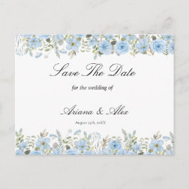 Postal Vintage Blue Floral Wedding Save The Date