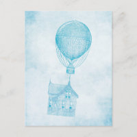 Vintage Blue Hot Air Balloon Motion Cottage
