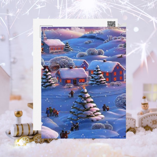 Postal Vintage Blue Navidades Winter Wonderland Snow (Subido por el creador)