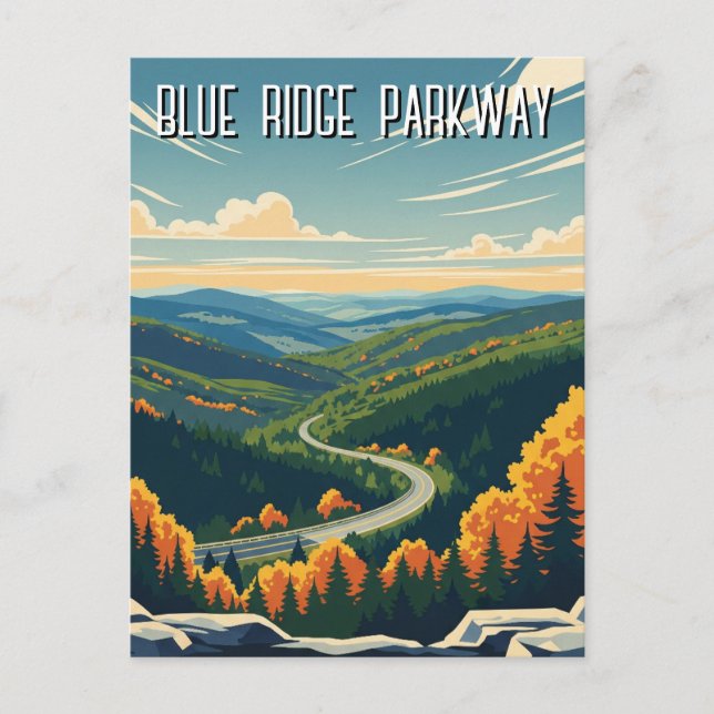 Postal Vintage Blue Ridge Parkway Souvenir (Anverso)