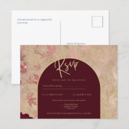 Postal Vintage Boda de Oro de Rosas Rojas Profundas Botán