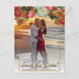 Postal Vintage Boda floral de otoño salva la foto de la f