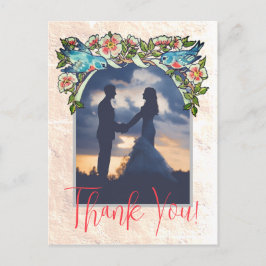 Postal Vintage Boho Rubor Pink Floral Boda Gracias