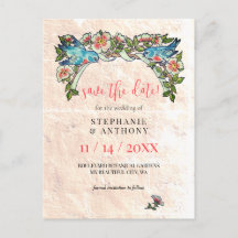 Vintage Boho Rubor Pink Floral Boda Save Date