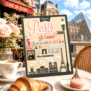 Postal Vintage Bonjour Paris