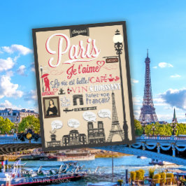 Postal Vintage Bonjour Paris