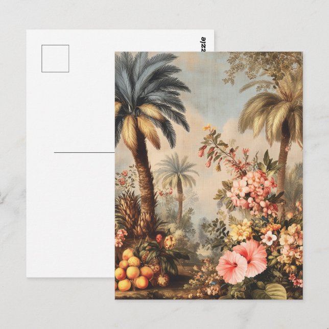 Postal Vintage Botanical Scene with Palms (Anverso / Reverso)