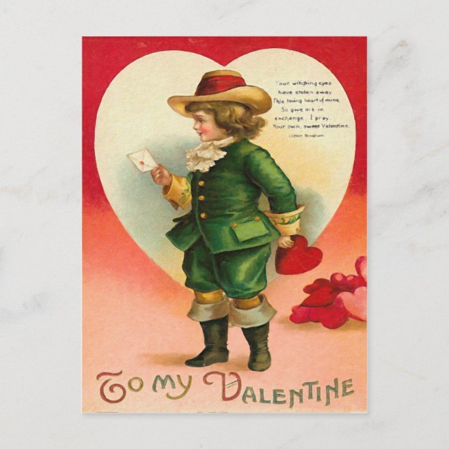 Postal Vintage Boy with Heart (Anverso)
