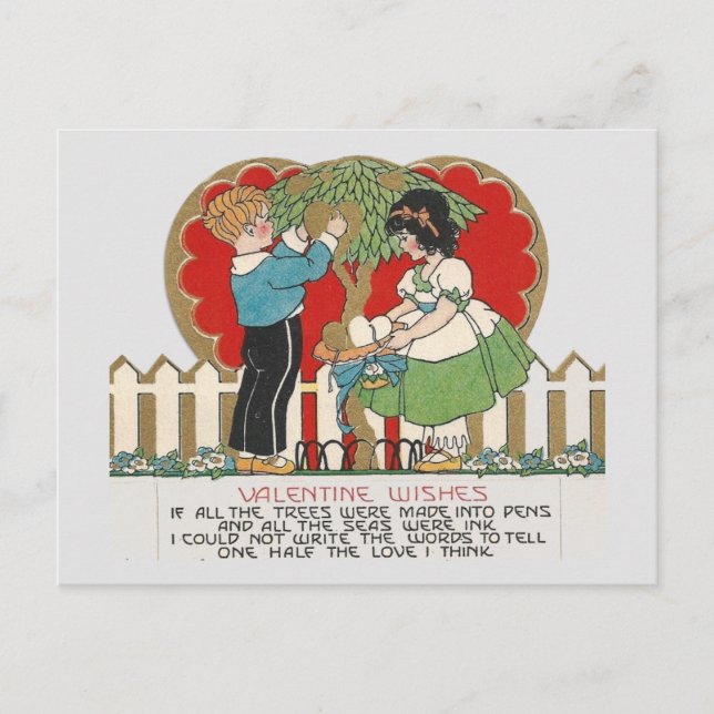 Postal Vintage Boy y Chica Valentine (Anverso)
