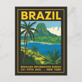 Postal Vintage Brazil Travel Poster Coastal View