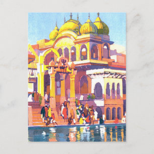 Postal Vintage brillantemente coloreado la India