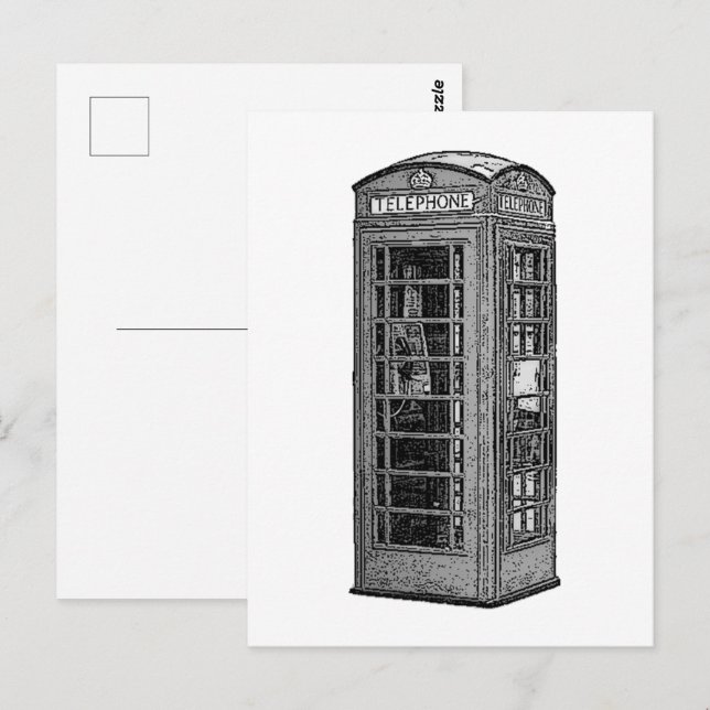 Postal Vintage British Phone Booth Ilustracion Reino Unid (Anverso / Reverso)