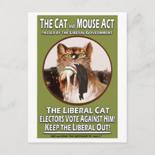 Postal Vintage British Suffragette Cat and Mouse Act