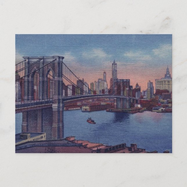 Postal Vintage Brooklyn Bridge (Anverso)