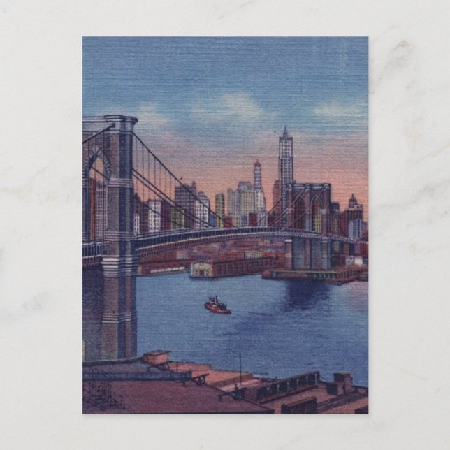 Postal Vintage Brooklyn Bridge (Anverso)