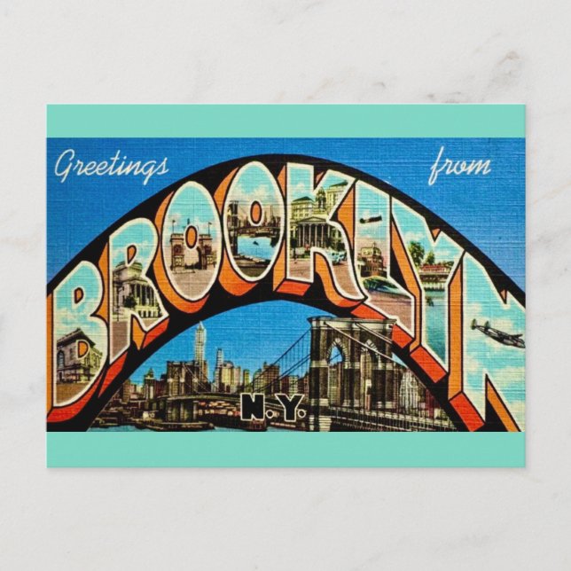 Postal Vintage Brooklyn NY Greeting (Anverso)