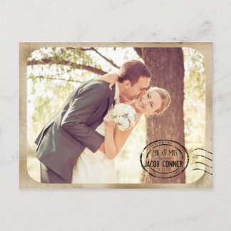 Postal Vintage Brown Boda Gracias