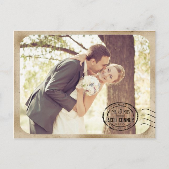 Postal Vintage Brown Boda Gracias (Anverso)