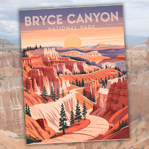 Postal Vintage Bryce Canyon Parque Nacional Sunset Utah