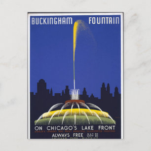Postal Vintage Buckingham Fountain Chicago Postcard