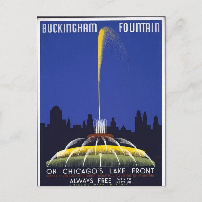 Postal Vintage Buckingham Fountain Chicago Postcard (Anverso)