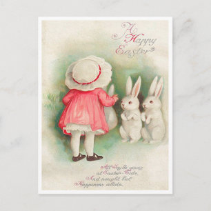 Postal Vintage Bunny Rabbits Easter Greby