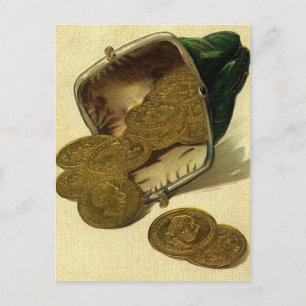 Postal Vintage Business Finance, Gold Coin Money en bolsa