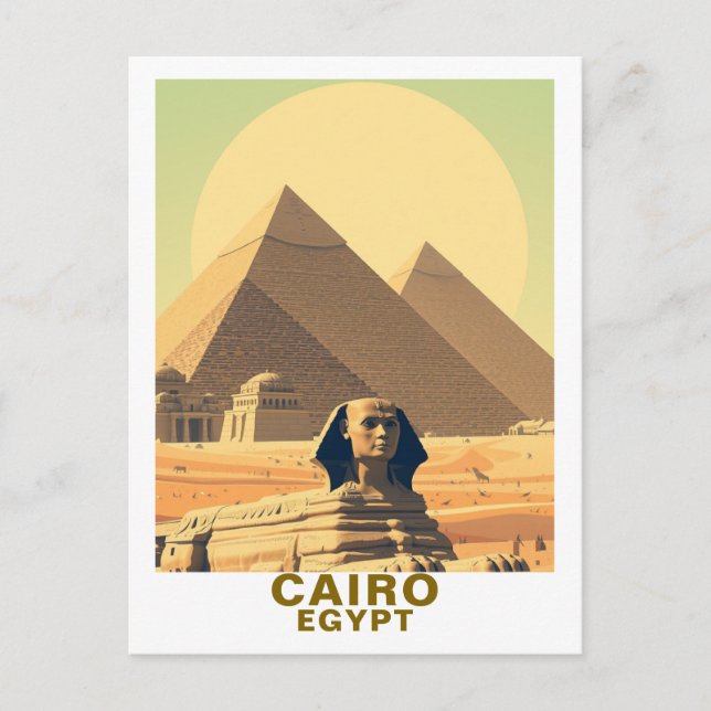 Postal Vintage Cairo Egypt Pyramids & Sphinx Travel (Anverso)