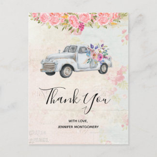 Postal Vintage Camión de recogida Rustic Watercolor Graci