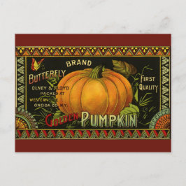 Postal Vintage Can Label Art, Mariposa Calabaza Vegetable