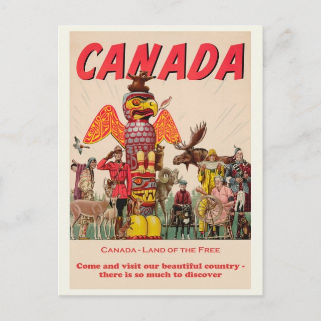 Postal Vintage Canada Travel Tourism Poster (Anverso)