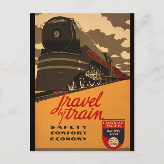 Postal Vintage Canadian Rail Road Trail Poster (Anverso)