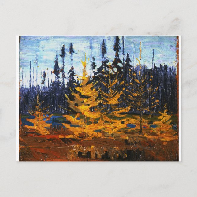 Postal Vintage canadiense Tom Thomson Tamaracks (Anverso)