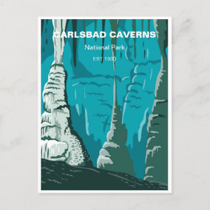 Postal Vintage Carlsbad Cavernas Nuevo Parque Nacional de