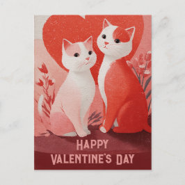 Postal Vintage Cats in Heart Scene Valentine’s Day