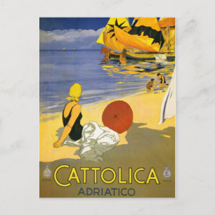 Postal Vintage Cattolica Italiana Travel Art