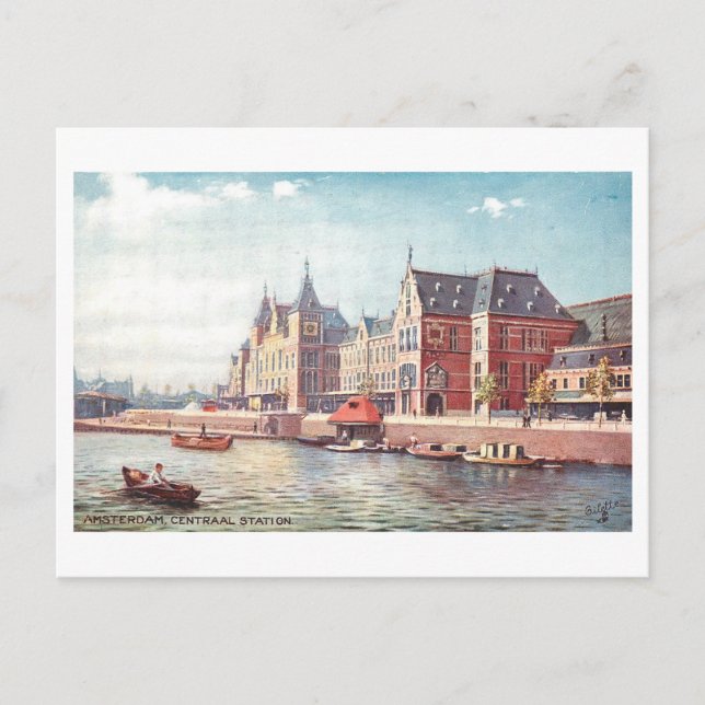 Postal Vintage Central Railway Station, Amsterdam (Anverso)