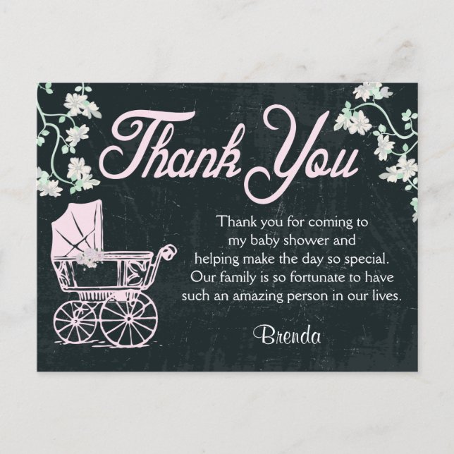 Postal Vintage Chalkboard Shower Gracias Cartas (Anverso)
